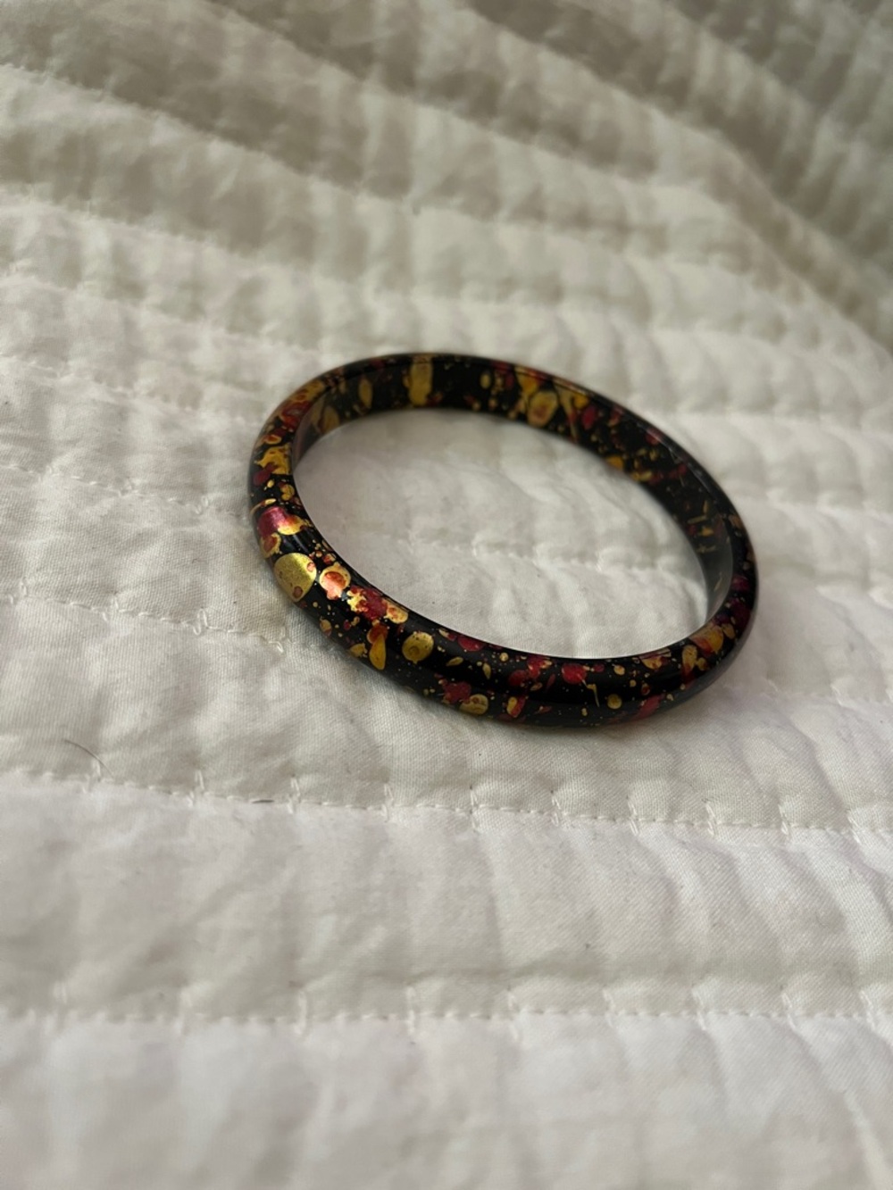 Paint-Splatter Stackable Bangle Set in Black with Multicolor Splashes - Picture 3 of 5